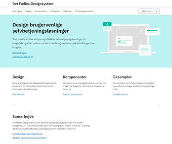 Skærmbillede af Det Fælles Designsystem