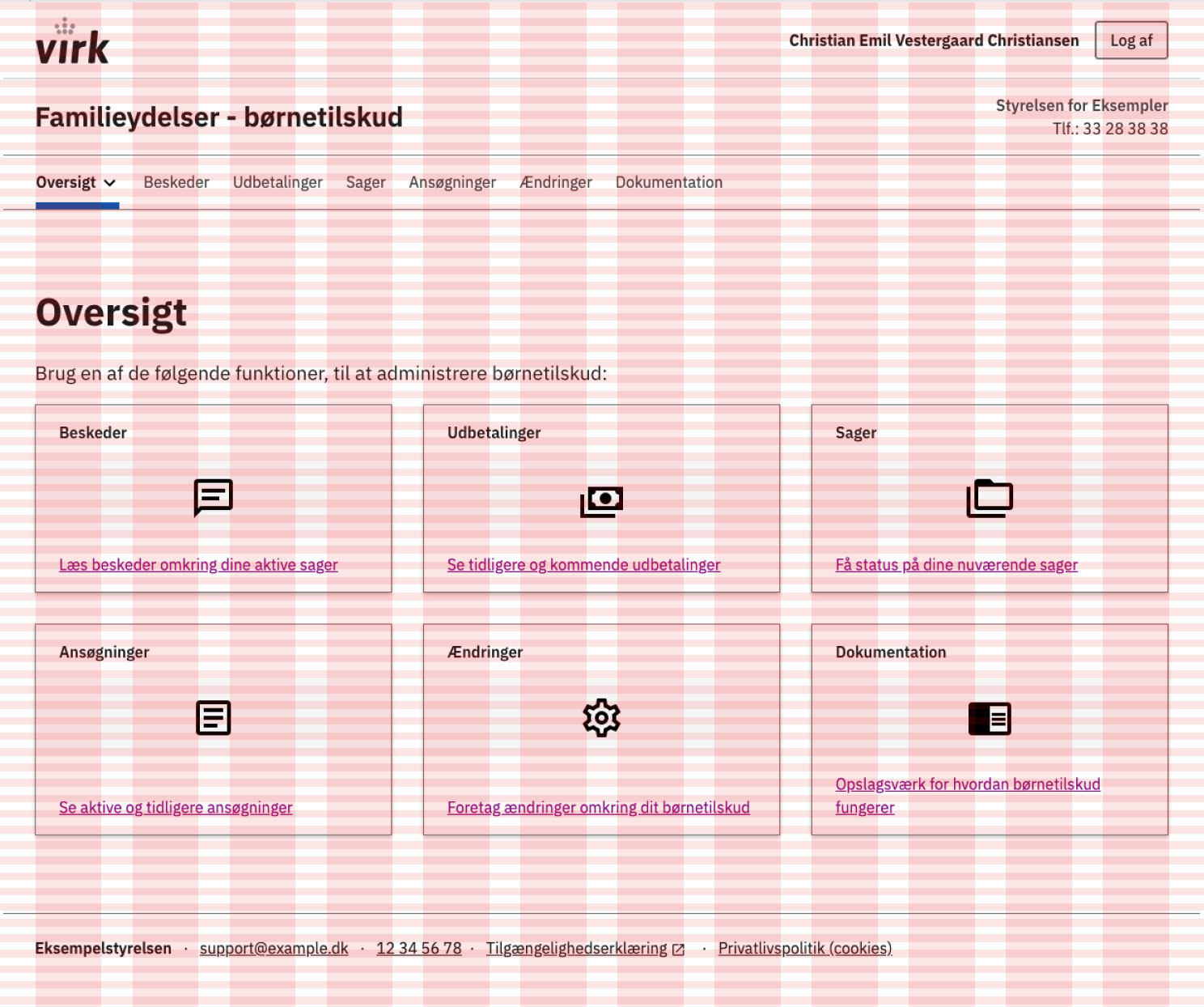 Grafik der viser Det Fælles Designsystems grid-inddelinger ved brug af cards