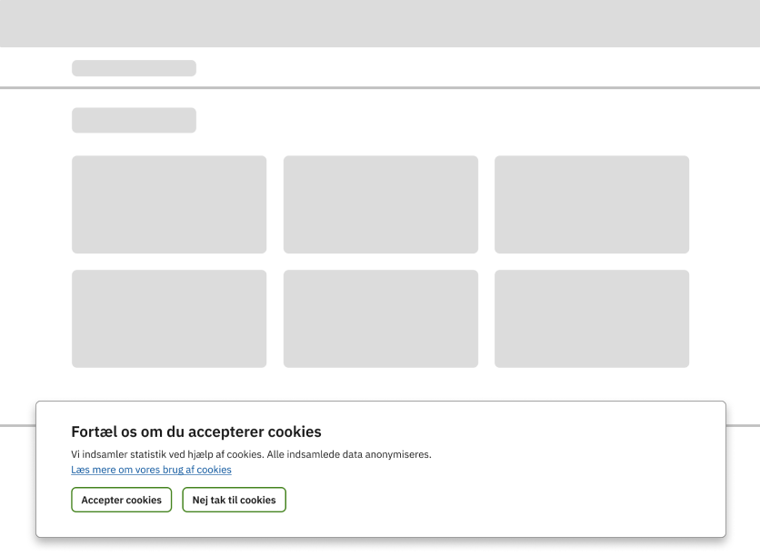 Eksempel på en cookiemeddelelse, der er placeret tydeligt
