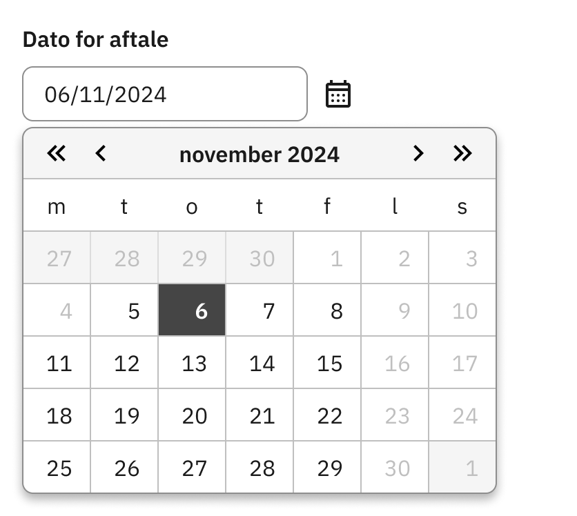 Eksempel på, hvordan datoangivelse kan se ud