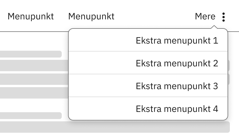 Eksempel på, hvordan en overflow-menu kan se ud