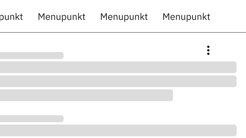 Eksempel på overflow-menu, der står uden for kontekst